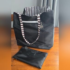 Henri Bendel Reversible Black Tote & Pouch
